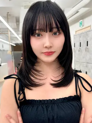 セミロング カラー レイヤー×韓国 🇰🇷鈴木啓太のヘアスタイル