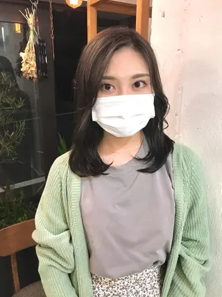 セミロング カラー 木村陸弥 似合わせ 透明感カラー🌿のヘアスタイル