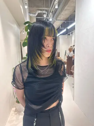 セミロング カラー ブリーチカラー/ベー ジュ/Hono🦖のヘアスタイル