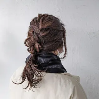 ロング カラー 浜田りほ Luxbe 博多バスターミナルのヘアスタイル