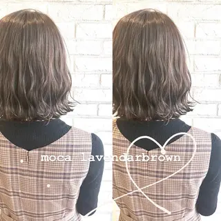 ミディアム カラー misaki🎀 まろみ透け感カラーのヘアスタイル