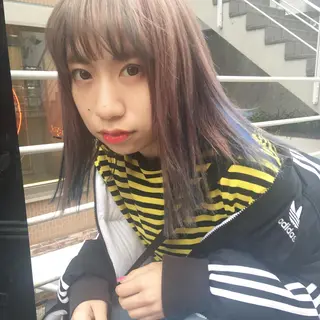 ミディアム カラー ピンクベージュ/新潟 万代/高橋桃葉🍑のヘアスタイル