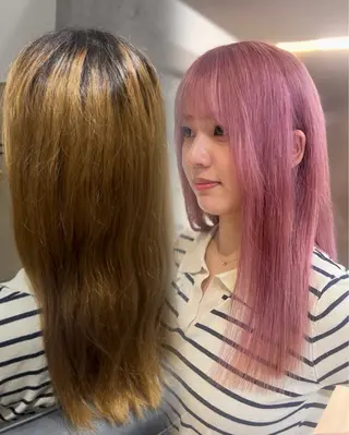 セミロング カラー 岡山ハイトーン・ ルーツカラー/こもものヘアスタイル