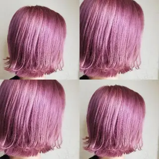 ミディアム ツヤ髪✨縮毛矯正 ハイトーンカラーのヘアスタイル