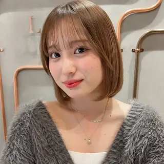 ショート カラー ボブ/巻ける縮毛矯正 /韓国レイヤーはなのヘアスタイル