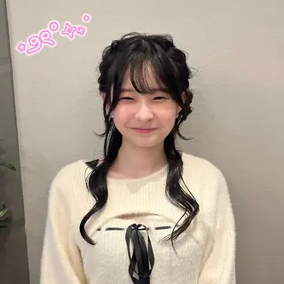 ヘアアレンジ ヘアセット/ピンク /レッド/あつはのヘアスタイル