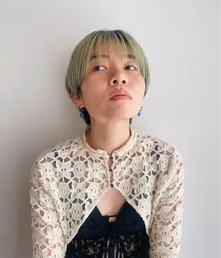 ショート カラー デザインパーマ 藤田和樹のヘアスタイル