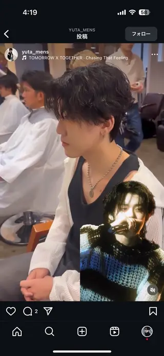 ショート パーマ ヘアアレンジ メンズ 🫧🇰🇷韓国ヘア レイヤー🐺Yutaのヘアスタイル