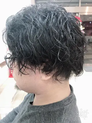 ショート パーマ メンズ 髪質改善× ハイライト溝江のヘアスタイル