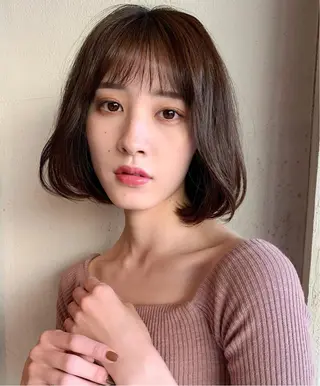 ミディアム カラー 透明感/オリーブ/ グレージュ/YUKAのヘアスタイル