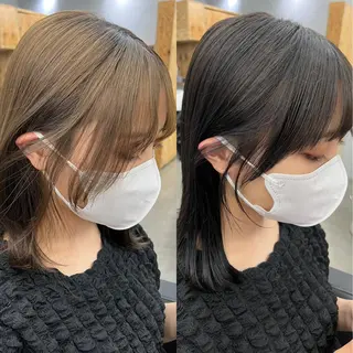 ミディアム 🌱小顔魅せカット 透明感カラー/泉綺のヘアスタイル
