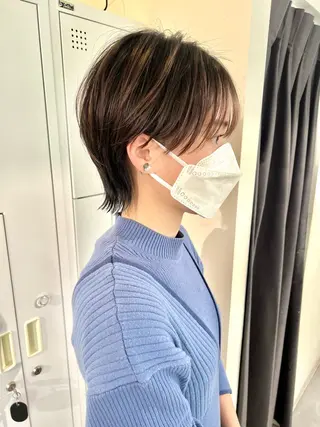 ショート レイヤー×縮毛矯正 深見 拓のヘアスタイル