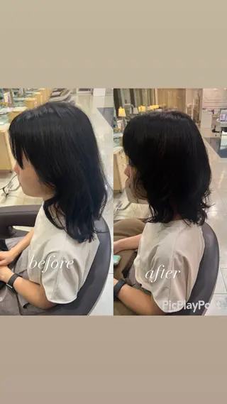 ミディアム 大人女性ぼかし メンズ強化🦙平作のヘアスタイル