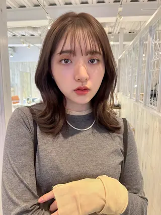 セミロング カラー 【韓国ヘア×透明感 カラー】笹谷 莉未のヘアスタイル