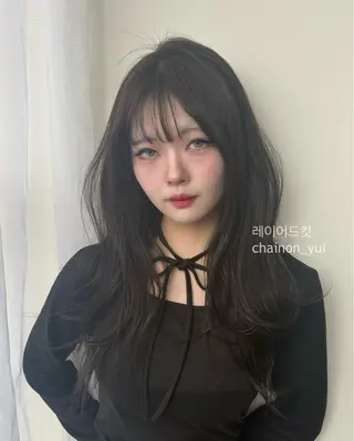 ロング YUI レイヤー/韓国ヘアのヘアスタイル