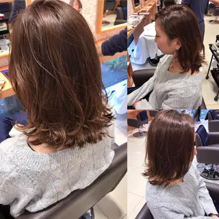 ミディアム カラー パーマ レイヤーカット匠 イソザキノリユキのヘアスタイル