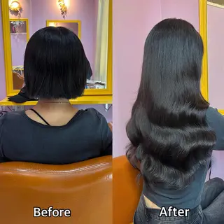 ロング シール＋ちび編み込み エクステ梅田🐨のヘアスタイル