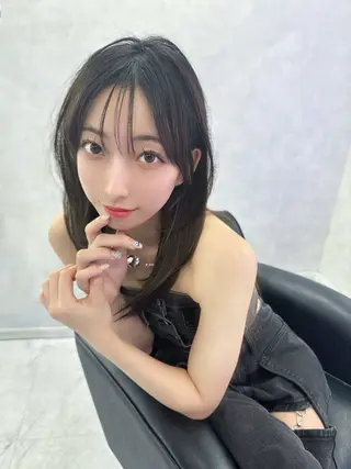 ミディアム カラー 映える顔周りカット ♥️韓国ヘア"ちぇるのヘアスタイル