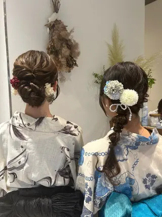 セミロング ヘアアレンジ ハイトーン/エクステ /🎀YUINA🎀のヘアスタイル