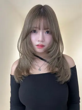 セミロング 리코/渋谷/レイヤー /韓国風/ブリーチのヘアスタイル