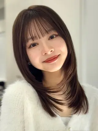 ロング カラー 山崎/ボブ縮毛矯正 レイヤー髪質改善のヘアスタイル