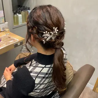 セミロング 艶暖色カラー🍒 縮毛矯正ほののヘアスタイル