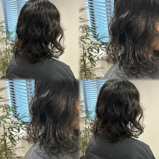 ミディアム パーマ 髪質改善ストレート /暖色カラー🎀🪞のヘアスタイル