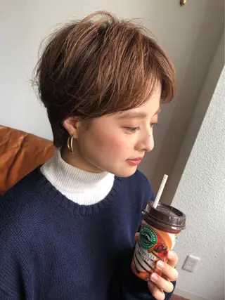 ショート カラー 水野 雪 /パーマ/暖色カラーのヘアスタイル