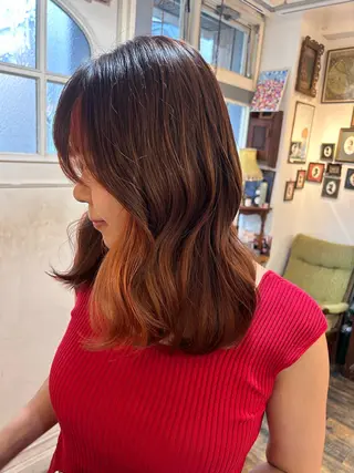 ミディアム カラー 清水千優/パーマ/透 明感カラー/メンズのヘアスタイル