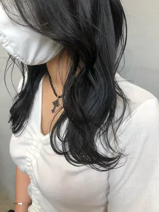 セミロング カラー マンツーマン／韓国 ヘア‎Amiのヘアスタイル