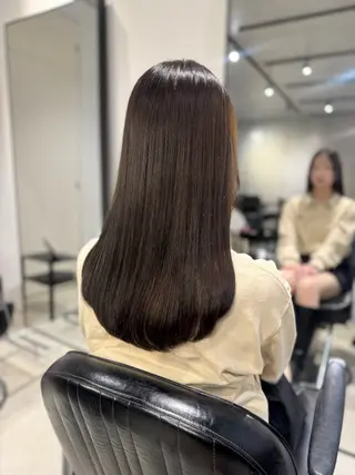 ロング カラー パーマ ヘアアレンジ 透明感/オリーブ/ グレージュ/YUKAのヘアスタイル