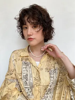 ショート パーマ Hair & make Lamp所属・梅田のブリーチ特化 美容師KAI🥰のヘアスタイル