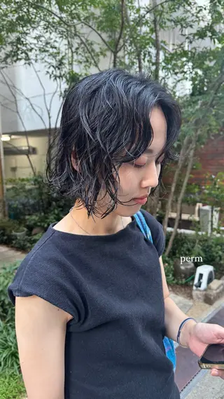 ミディアム パーマ パーマ/ボブ/ 神戸/豊浦翔太のヘアスタイル
