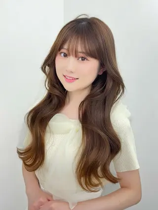 ロング カラー 韓国ヘア/レイヤー/ 顔まわり足立遥奈のヘアスタイル