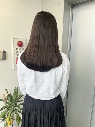 ロング カラー パーマ ヘアアレンジ 透明感/オリーブ/ グレージュ/YUKAのヘアスタイル