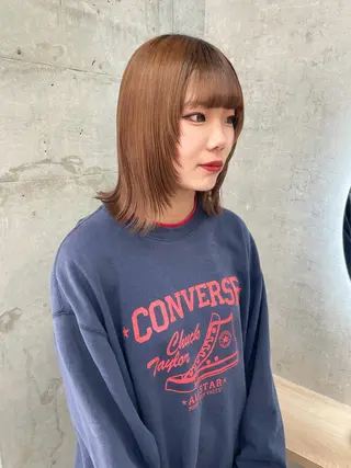 ミディアム ブリーチ/ベージュ 💕/momoaのヘアスタイル