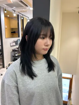 セミロング カラー hub hair 透明感/レイヤーのヘアスタイル