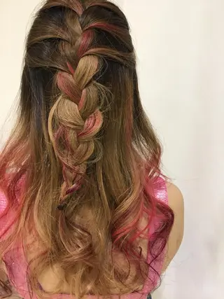 セミロング カラー ヘアアレンジ きむえり/髪質改善 /セット/カラーのヘアスタイル