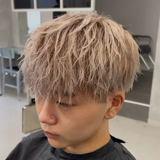 カラー パーマ メンズ 💋ホワイトメッシュ /パーマ/メンズ💋のヘアスタイル