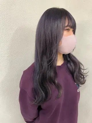 セミロング カラー レイヤーウルフ エクステ磯部のヘアスタイル