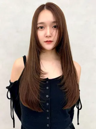ロング カラー 🇰🇷韓国レイヤー ケアカラー／田川佑紀のヘアスタイル