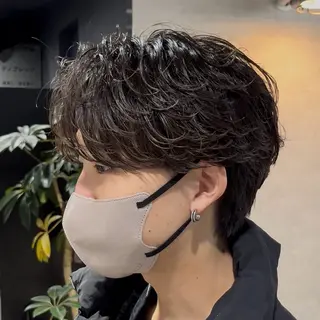 ショート カラー パーマ メンズ センターパート マスターかずまのヘアスタイル