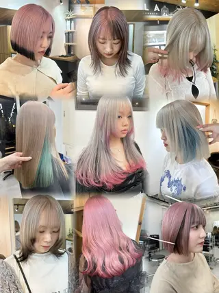 ロング カラー ヘアアレンジ 韓国/ハイトーン/ ボブ🎀MIKU🎀のヘアスタイル