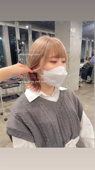 ショート カラー パーマ ヘアアレンジ メンズ キッズ ネイル マツエク・マツパ アイブロウ 透明感カラー・レイヤ ー🎀amika🎀のヘアスタイル