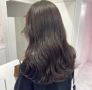 ロング 韓国ヘア/ブリーチ無 しWカラー/オリーブのヘアスタイル