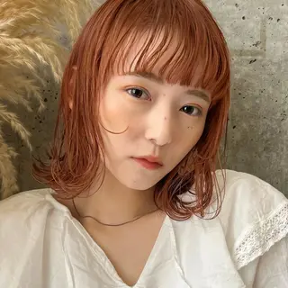 ミディアム カラー 暖色/艶髪/ボブ/ ショート/Ayaのヘアスタイル