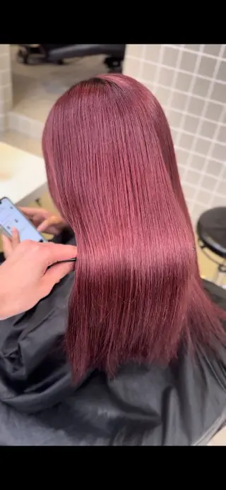 ミディアム カラー パーマ ヘアアレンジ 顔まわりカット の達人のヘアスタイル