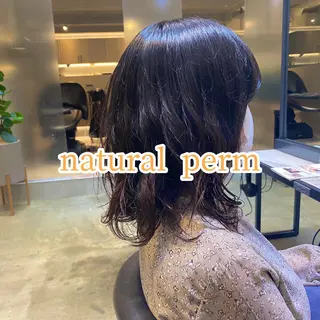 ミディアム パーマ ボブ・レイヤー 田中 励也のヘアスタイル