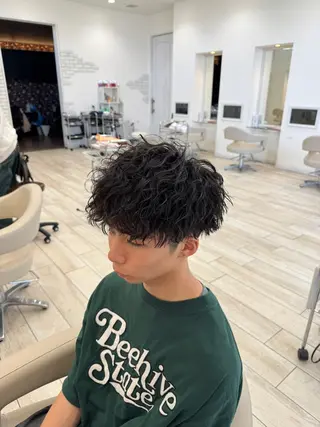 パーマ メンズ 岐阜メンズパーマ 伊藤瑠星のヘアスタイル