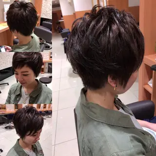 ショート カラー パーマ レイヤーカット匠 イソザキノリユキのヘアスタイル